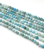 13" Natural Larimar Gemstone Beads, Genuine Dominican Republic Larimar Beads - AA Quality, Bulk Wholesale Jewelry Supplies, Healing Crystal