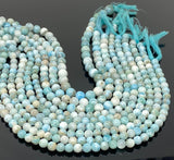 13" Natural Larimar Gemstone Beads, Genuine Dominican Republic Larimar Beads - AA Quality, Bulk Wholesale Jewelry Supplies, Healing Crystal