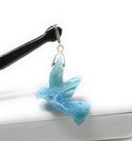 14g Rare Large Larimar Bird Pave Diamond Pendant, Silver Bohemian Jewelry, Dominican Republic Larimar Pendant, Larimar Bird Pendant