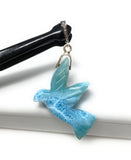 14g Rare Large Larimar Bird Pave Diamond Pendant, Silver Bohemian Jewelry, Dominican Republic Larimar Pendant, Larimar Bird Pendant