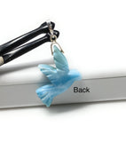 14g Rare Large Larimar Bird Pave Diamond Pendant, Silver Bohemian Jewelry, Dominican Republic Larimar Pendant, Larimar Bird Pendant