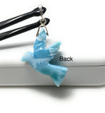 18g Rare Large Larimar Bird Pendant, Pave Diamond Larimar Pendant, Silver Bohemian Jewelry, Dominican Republic Larimar Pendant