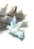 14g Rare Large Larimar Bird Pave Diamond Pendant, Silver Bohemian Jewelry, Dominican Republic Larimar Pendant, Larimar Bird Pendant