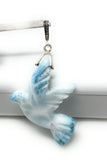 14g Rare Large Larimar Bird Pave Diamond Pendant, Silver Bohemian Jewelry, Dominican Republic Larimar Pendant, Larimar Bird Pendant