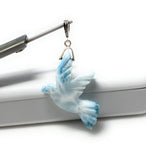 14g Rare Large Larimar Bird Pave Diamond Pendant, Silver Bohemian Jewelry, Dominican Republic Larimar Pendant, Larimar Bird Pendant