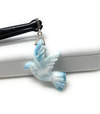 14g Rare Large Larimar Bird Pave Diamond Pendant, Silver Bohemian Jewelry, Dominican Republic Larimar Pendant, Larimar Bird Pendant