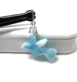 14g Rare Large Larimar Bird Pave Diamond Pendant, Silver Bohemian Jewelry, Dominican Republic Larimar Pendant, Larimar Bird Pendant