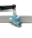 16g Rare Large Larimar Bird Pendant, Pave Diamond Larimar Pendant, Silver Bohemian Jewelry, Dominican Republic Larimar Pendant