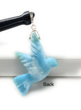 16g Rare Large Larimar Bird Pendant, Pave Diamond Larimar Pendant, Silver Bohemian Jewelry, Dominican Republic Larimar Pendant