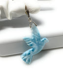 14g Rare Large Larimar Bird Pave Diamond Pendant, Silver Bohemian Jewelry, Dominican Republic Larimar Pendant, Larimar Bird Pendant