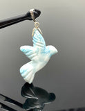 16g Rare Large Larimar Bird Pendant, Pave Diamond Larimar Pendant, Silver Bohemian Jewelry, Dominican Republic Larimar Pendant