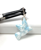 16g Rare Large Larimar Bird Pendant, Pave Diamond Larimar Pendant, Silver Bohemian Jewelry, Dominican Republic Larimar Pendant