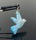 16g Rare Large Larimar Bird Pendant, Pave Diamond Larimar Pendant, Silver Bohemian Jewelry, Dominican Republic Larimar Pendant