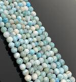 13" Natural Larimar Gemstone Beads, Genuine Dominican Republic Larimar Beads - AA Quality, Bulk Wholesale Jewelry Supplies, Healing Crystal