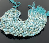 13" Natural Larimar Gemstone Beads, Genuine Dominican Republic Larimar Beads - AA Quality, Bulk Wholesale Jewelry Supplies, Healing Crystal