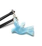 14g Rare Large Larimar Bird Pave Diamond Pendant, Silver Bohemian Jewelry, Dominican Republic Larimar Pendant, Larimar Bird Pendant