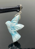 18g Rare Large Larimar Bird Pendant, Pave Diamond Larimar Pendant, Silver Bohemian Jewelry, Dominican Republic Larimar Pendant