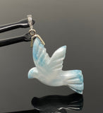 14g Rare Large Larimar Bird Pave Diamond Pendant, Silver Bohemian Jewelry, Dominican Republic Larimar Pendant, Larimar Bird Pendant