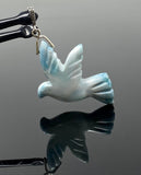 14g Rare Large Larimar Bird Pave Diamond Pendant, Silver Bohemian Jewelry, Dominican Republic Larimar Pendant, Larimar Bird Pendant