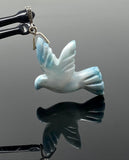 14g Rare Large Larimar Bird Pave Diamond Pendant, Silver Bohemian Jewelry, Dominican Republic Larimar Pendant, Larimar Bird Pendant