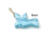 14g Rare Large Larimar Bird Pave Diamond Pendant, Silver Bohemian Jewelry, Dominican Republic Larimar Pendant, Larimar Bird Pendant