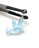 12g Rare Large Larimar Bird Pave Diamond Pendant, Silver Bohemian Jewelry, Dominican Republic Larimar Bird Pendant