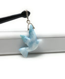 12g Rare Large Larimar Bird Pave Diamond Pendant, Silver Bohemian Jewelry, Dominican Republic Larimar Bird Pendant