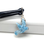 Larimar Bird Pave Diamond Pendant, Silver Bohemian Jewelry, Spiritual Healing Crytsal Pendant, Chakra Jewelry, December Birthstone Gifts