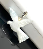 18g Rare White Dove Larimar Pendant, Pave Diamond Bird Larimar Pendant, Silver Bohemian Jewelry, Dominican Republic Larimar Pendant