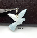 18g Rare White Dove Larimar Pendant, Pave Diamond Bird Larimar Pendant, Silver Bohemian Jewelry, Dominican Republic Larimar Pendant