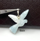 White Dove Larimar Diamond Pendant, Silver Bird Gemstone Jewelry, Spiritual Healing Crystal Pendant, Chakra Jewelry, December Birthstone
