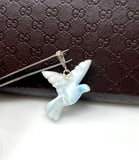 14g Rare Larimar Bird Pave Diamond Pendant, Silver Bohemian Jewelry, Dominican Republic Larimar Pendant, Larimar Bird Pendant