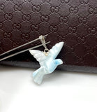 14g Rare Larimar Bird Pave Diamond Pendant, Silver Bohemian Jewelry, Dominican Republic Larimar Pendant, Larimar Bird Pendant