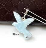 14g Rare Larimar Bird Pave Diamond Pendant, Silver Bohemian Jewelry, Dominican Republic Larimar Pendant, Larimar Bird Pendant