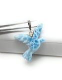 12g Rare Large Larimar Bird Pave Diamond Pendant, Silver Bohemian Jewelry, Dominican Republic Larimar Dove Pendant
