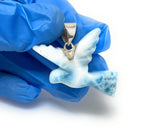 12g Rare Large Larimar Bird Pendant, Silver Bohemian Jewelry, Dominican Republic Larimar Pendant