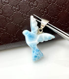 12g Rare Large Larimar Bird Pendant, Silver Bohemian Jewelry, Dominican Republic Larimar Pendant