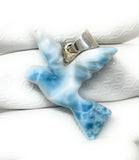 12g Rare Large Larimar Bird Pendant, Silver Bohemian Jewelry, Dominican Republic Larimar Pendant