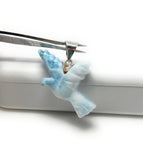 12g Rare Large Larimar Bird Pendant, Silver Bohemian Jewelry, Dominican Republic Larimar Pendant