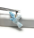 12g Rare Large Larimar Bird Pendant, Silver Bohemian Jewelry, Dominican Republic Larimar Pendant