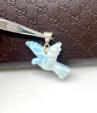 12g Rare Large Larimar Bird Pendant, Silver Bohemian Jewelry, Dominican Republic Larimar Pendant