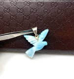 Rare Larimar Bird Pendant, Silver Spiritual Jewelry, Emotional Balance Energy Healing Crystal Pendant, Chakra Jewelry, December Birthstone,