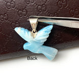 10g Rare Larimar Bird Pendant, Silver Bohemian Jewelry, Dominican Republic Larimar Pendant