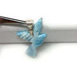 Rare Larimar Bird Pendant, Silver Spiritual Jewelry, Emotional Balance Energy Healing Crystal Pendant, Chakra Jewelry, December Birthstone,