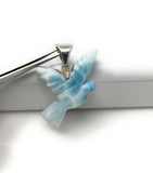 14g Rare Large Larimar Bird Pendant, Silver Bohemian Jewelry, Dominican Republic Larimar Pendant
