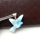 14g Rare Large Larimar Bird Pendant, Silver Bohemian Jewelry, Dominican Republic Larimar Pendant