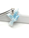 14g Rare Large Larimar Bird Pendant, Silver Bohemian Jewelry, Dominican Republic Larimar Pendant