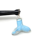 10g Rare Larimar Mermaid Tail Pendant, Sterling Silver Pave Diamond Pendant, Bohemian Jewelry, Larimar Whale Tail Pendant