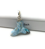 10g Rare Larimar Mermaid Tail Pendant, Sterling Silver Pave Diamond Pendant, Bohemian Jewelry, Larimar Whale Tail Pendant