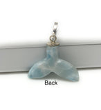 10g Rare Larimar Mermaid Tail Pendant, Sterling Silver Pave Diamond Pendant, Bohemian Jewelry, Larimar Whale Tail Pendant